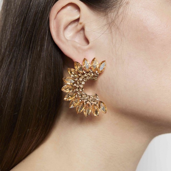 γυναικεια κοσμηματα - σκουλαρικια βραδινα - Σκουλαρίκια εντυπωσιακά πάνω στο αυτί χρυσό μελί  ΣΚΟΥΛΑΡΙΚΙΑ