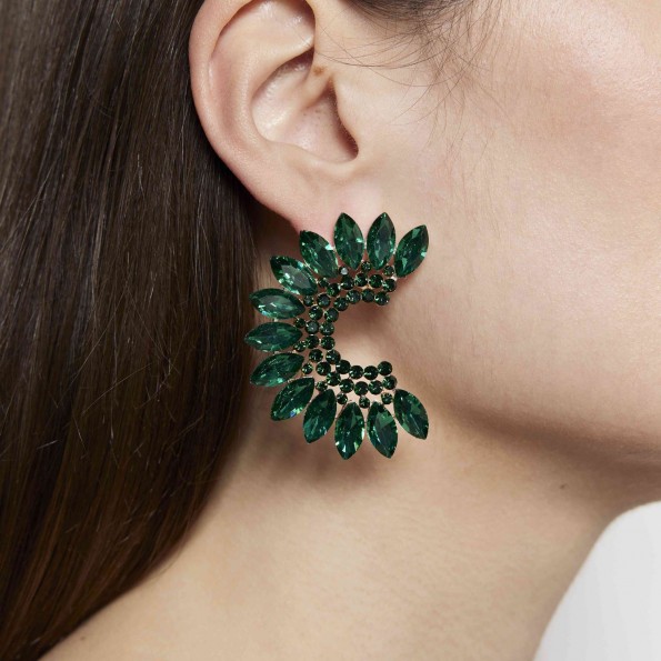 evening earrings - Impressive on-ear emerald earrings EARRINGS