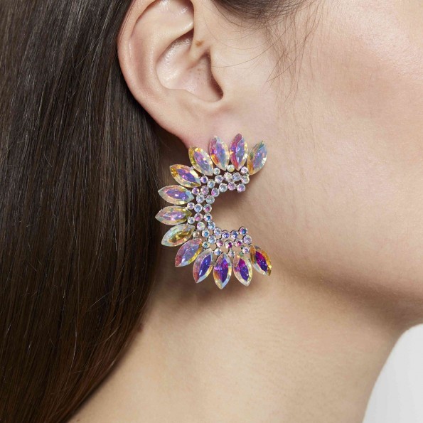 evening earrings - Impressive on-ear rainbow-colored earrings EARRINGS