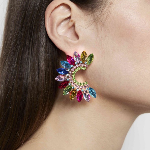 evening earrings - Multicolor impressive over-the-ear earrings EARRINGS