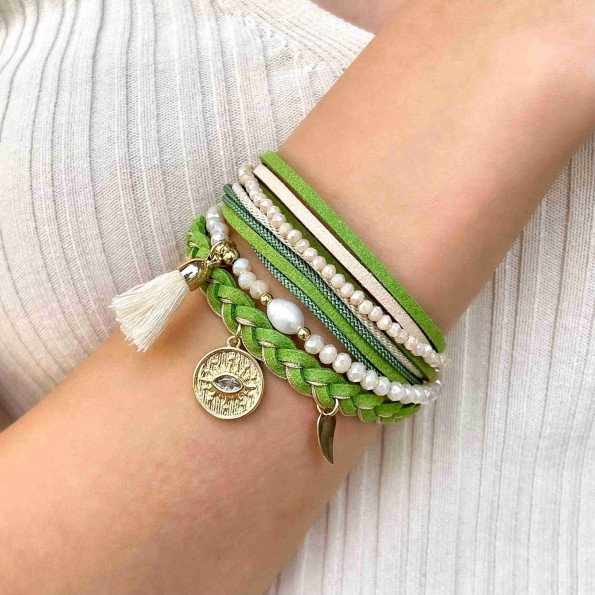 handmade bracelets - Handmade multi-row lime eye bracelet BRACELETS 