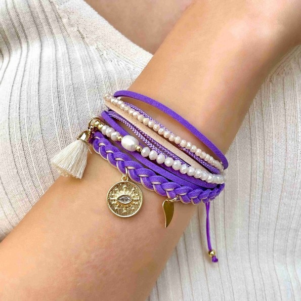 handmade bracelets - Handmade bracelet multi-row lilac eye BRACELETS 