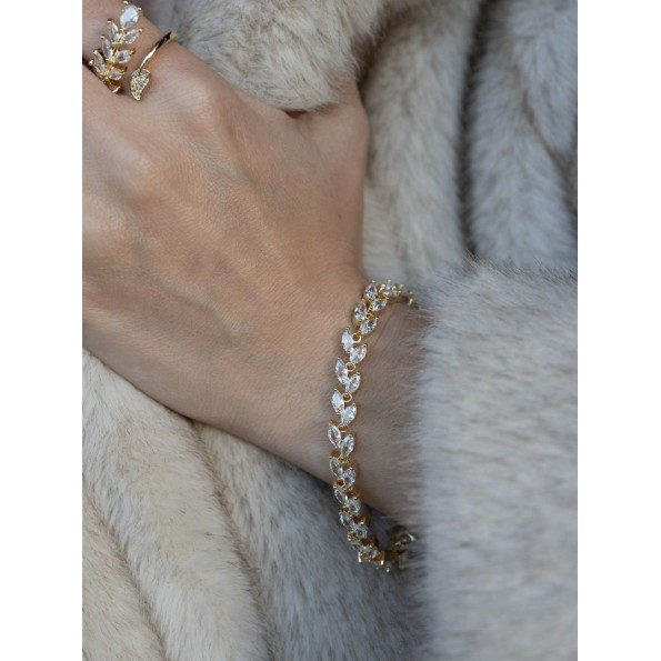 Gold tennis bracelet white zircon crystals  BRACELETS 