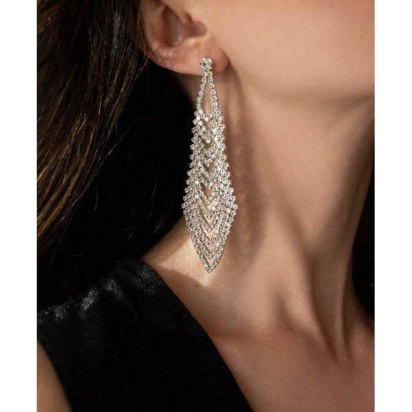 Chandelier earrings silver zircons EARRINGS