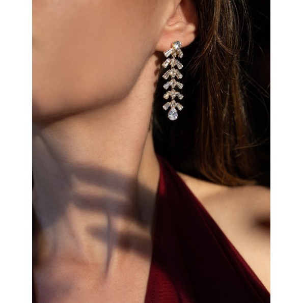 Earrings with sequins and gold zircons EARRINGS
