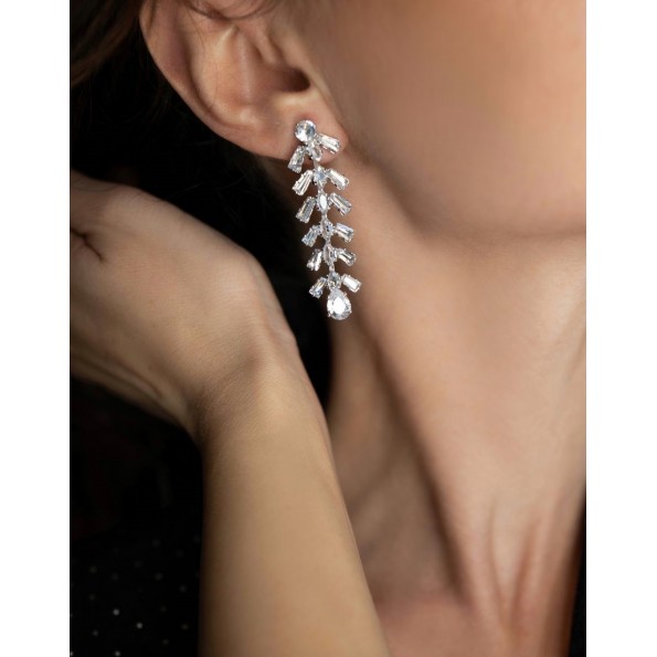 Earrings with sequins and silver zircons EARRINGS