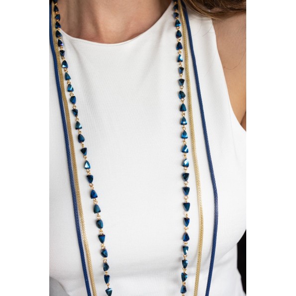 Long triple necklace metallic blue NECKLACES