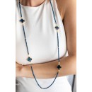 Long quatrefoil crystal necklace metallic blue NECKLACES