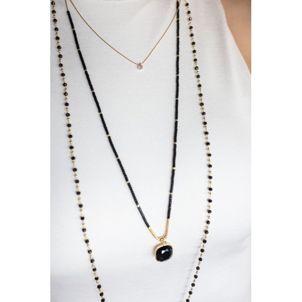 Long triple black rosary necklace NECKLACES