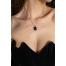 Short necklace oval stone zircon blue NECKLACES