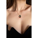 Short necklace oval green-red zircon stone NECKLACES