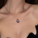 Short gray-black zircon drop necklace NECKLACES